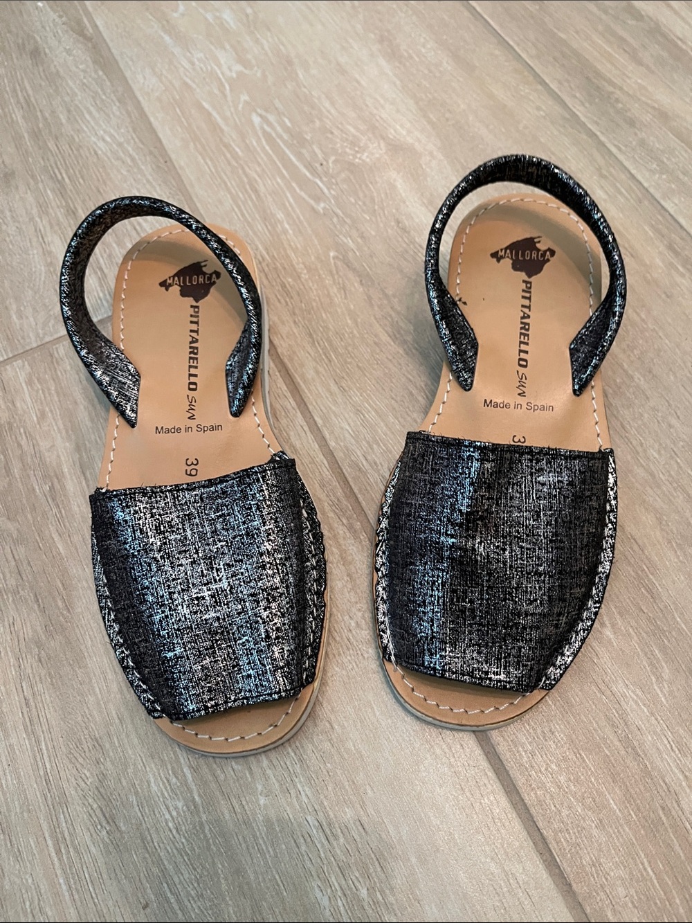 Mallorca Black Metallic Women’s Slingback Sandals